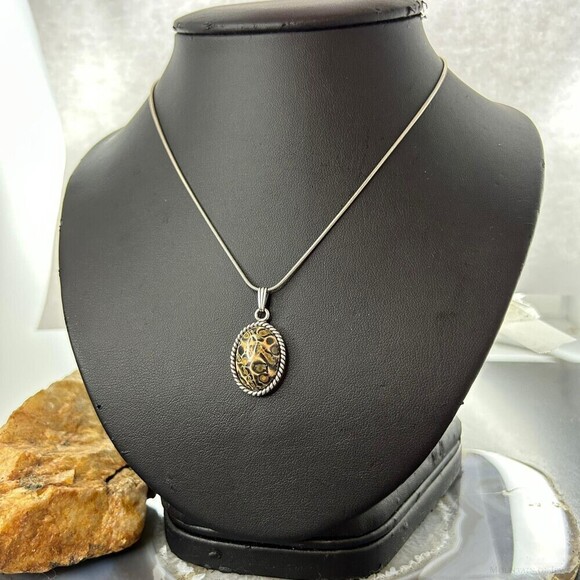 Carolyn Pollack Sterling Picture Jasper Pendant with 16" Necklace For Women - Picture 2 of 10